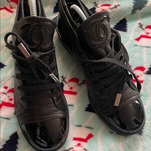 Chanel Glossy Black Women's Sneakers 39.5